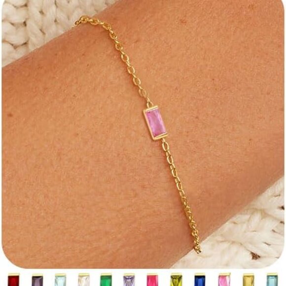 Elegant Stackable Birthstone Bracelets for Women - Adjustable & Hypoallergenic - Picture 1 of 9
